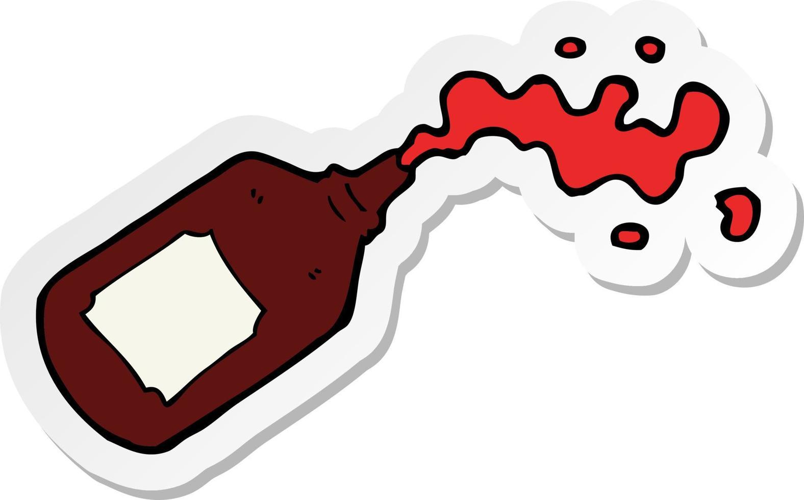 adesivo de um desenho animado esguichando garrafa de sangue vetor