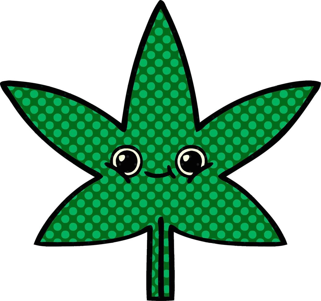 folha de maconha de desenho animado estilo quadrinhos vetor