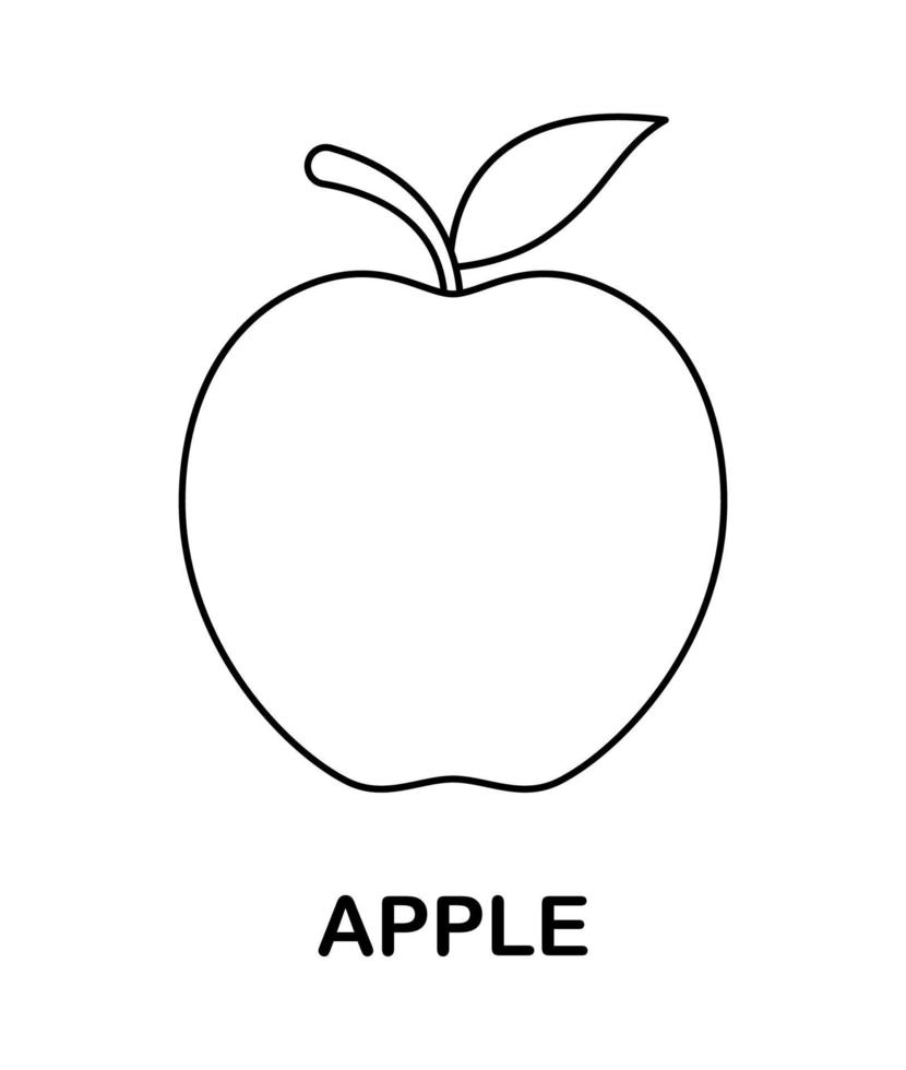 página para colorir com maçã para crianças vetor