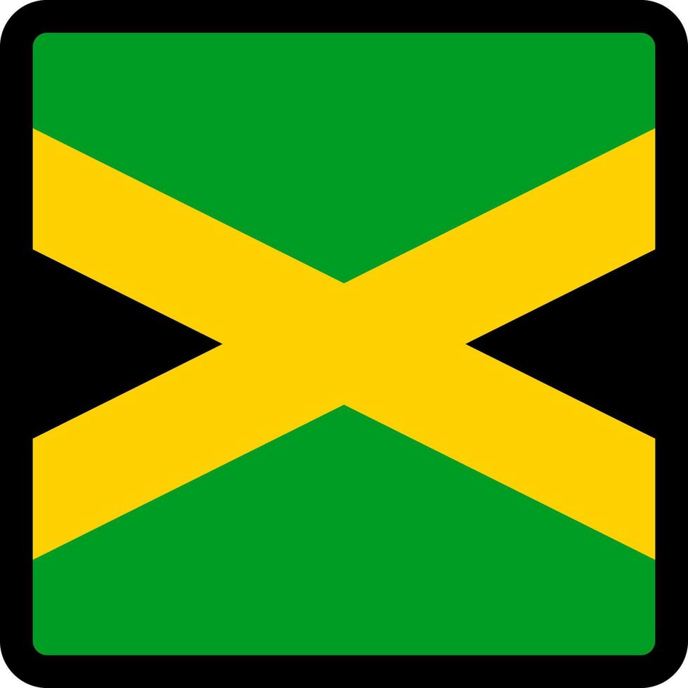 bandeira da jamaica em forma de quadrado com contorno contrastante, sinal de comunicação de mídia social, patriotismo, um botão para alternar o idioma no site, um ícone. vetor