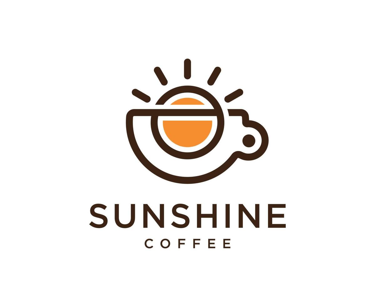 modelo de vetor de design de ícone de símbolo de logotipo de café sol de café