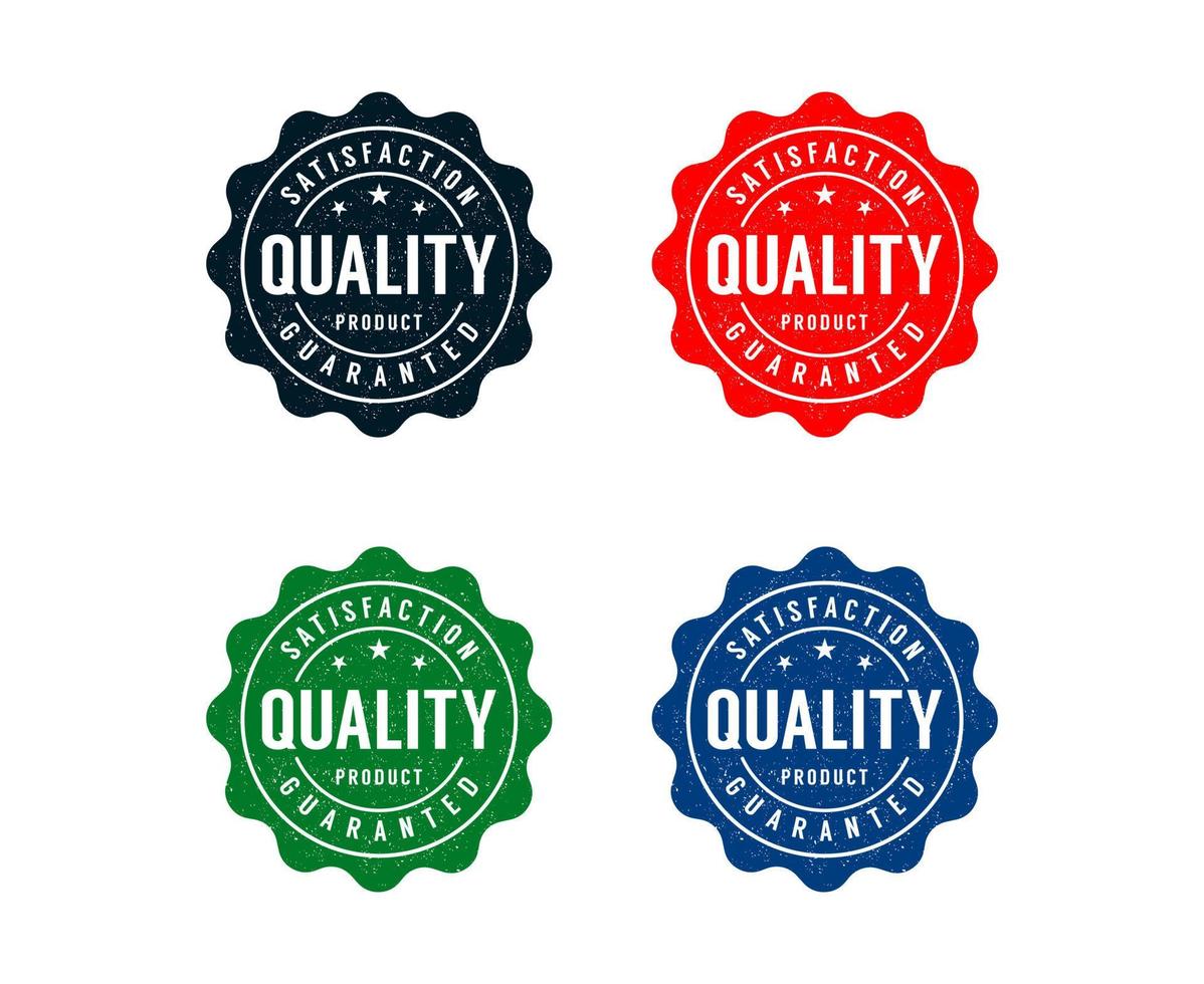design de logotipo de selo de produto de qualidade garantida vetor