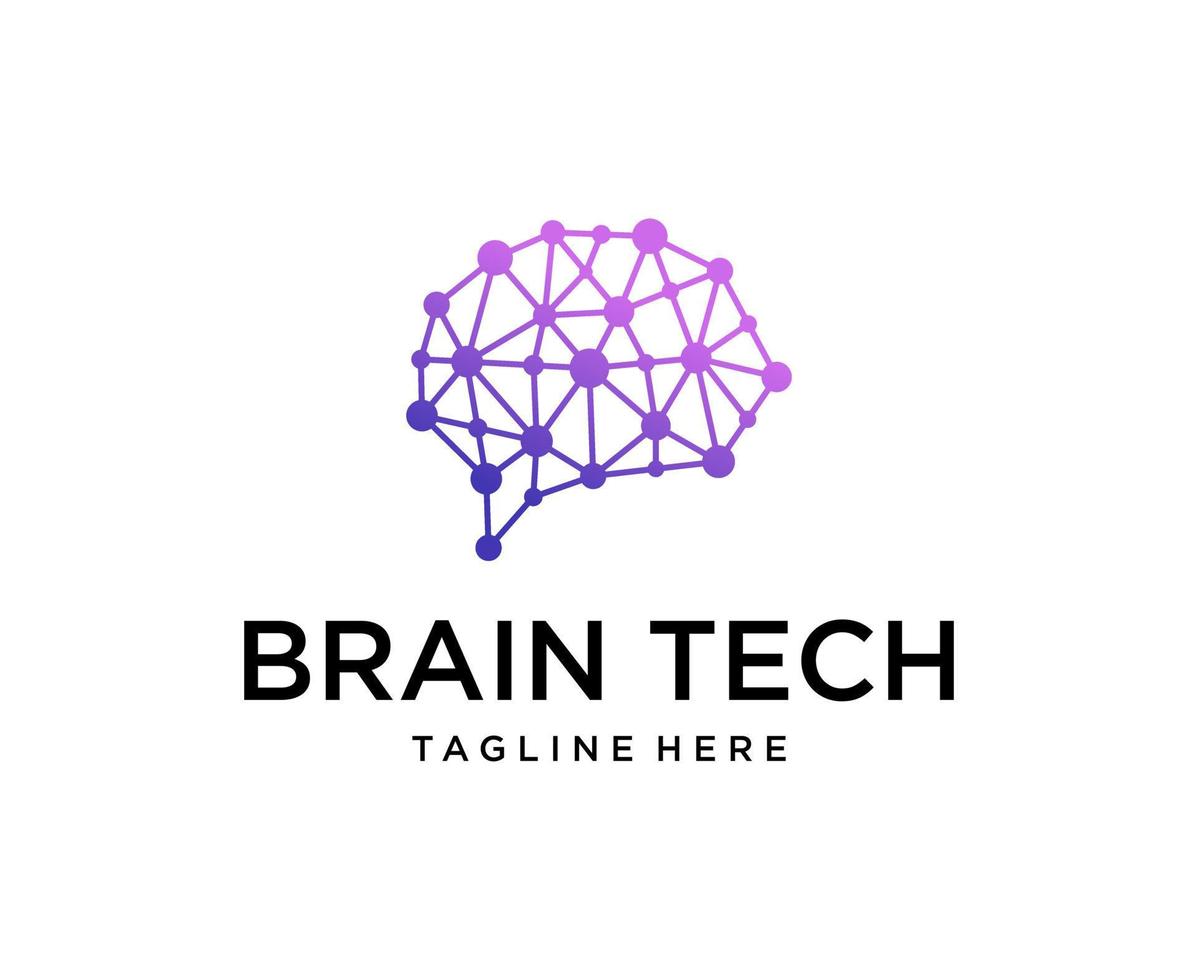 modelo de logotipo de tecnologia cerebral, ícone de vetor de logotipo de conexão cerebral