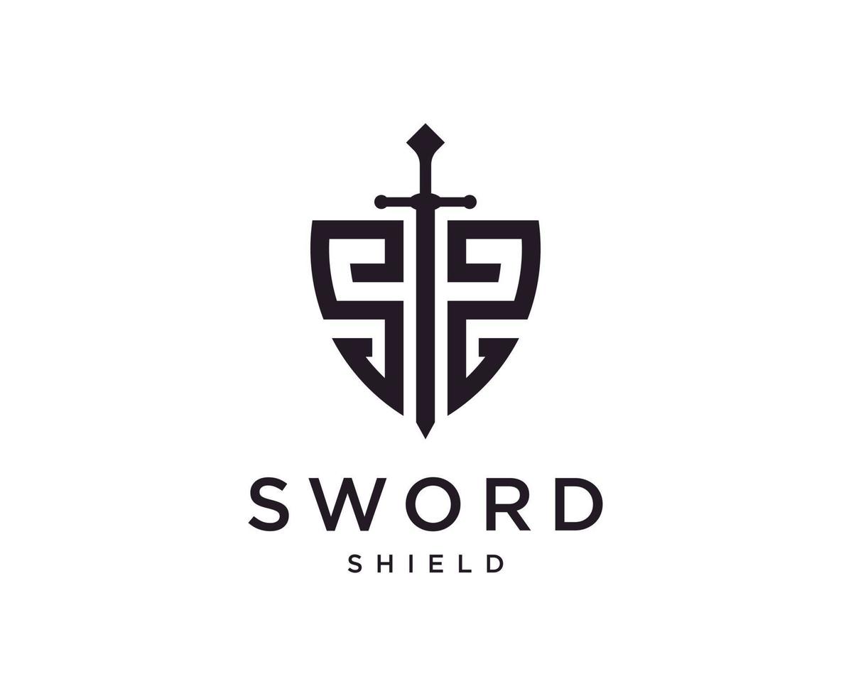 modelo de vetor de design de logotipo de iniciais de escudo de armadura de espada