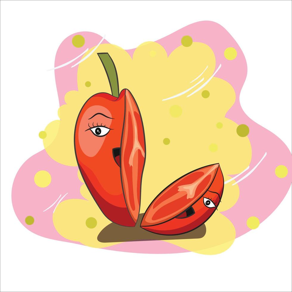 ilustração de desenho de tomate fofo vetor