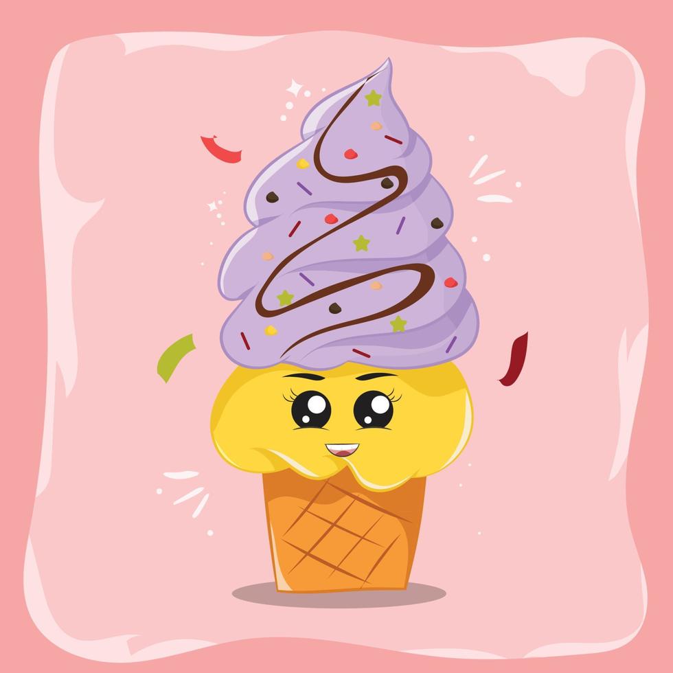 fundo de desenho animado de sorvete fofo vetor