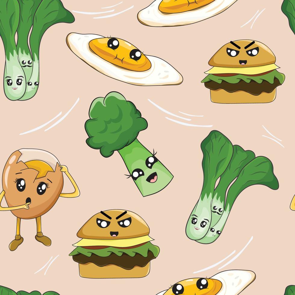 padrão perfeito com fundo de desenho animado de fast food fofo vetor