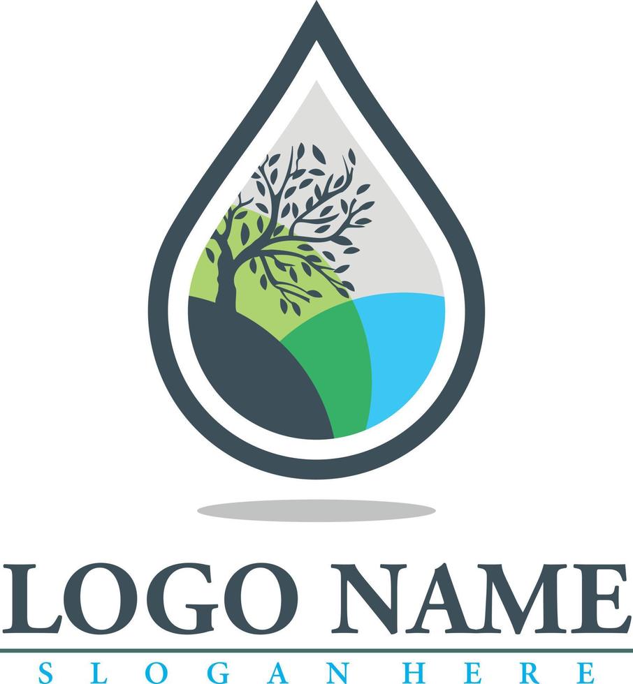 planta de logotipo abstrato em gota de água vetor