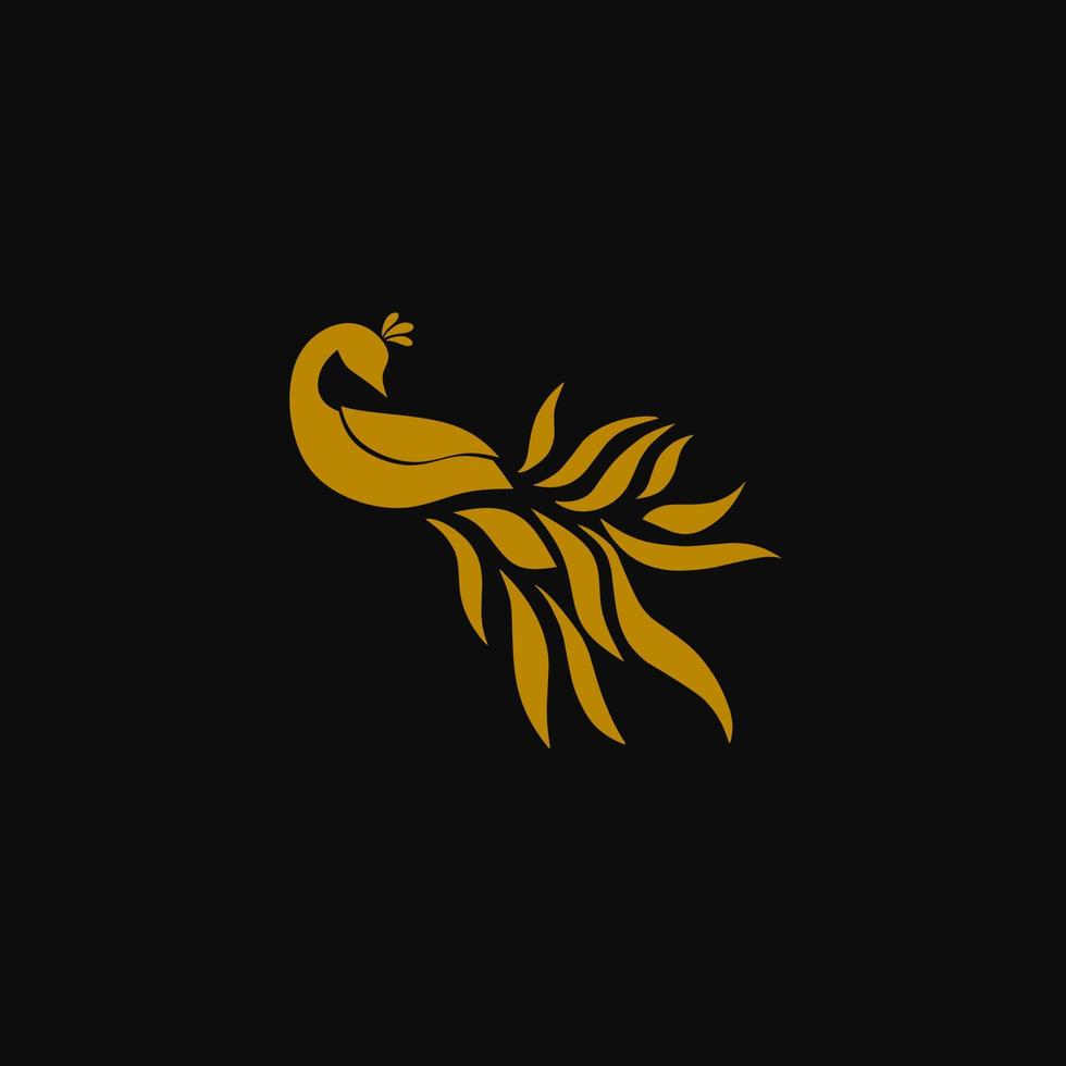 gráficos vetoriais de ilustração de design de estilo elegante de pavão dourado de logotipo de modelo vetor