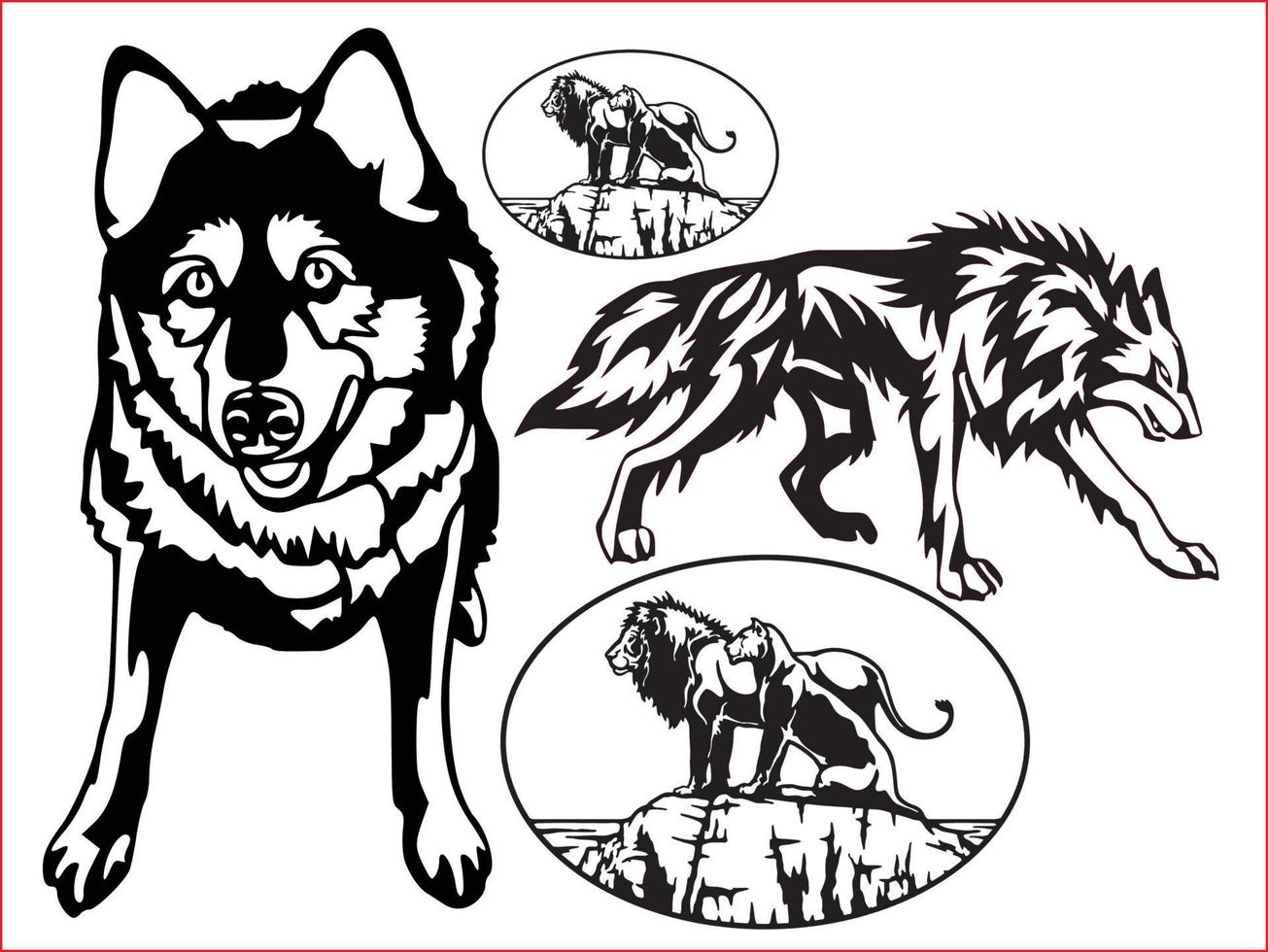 conjunto de ilustrações de cabeças de animais. ilustração em vetor de belos mamíferos.