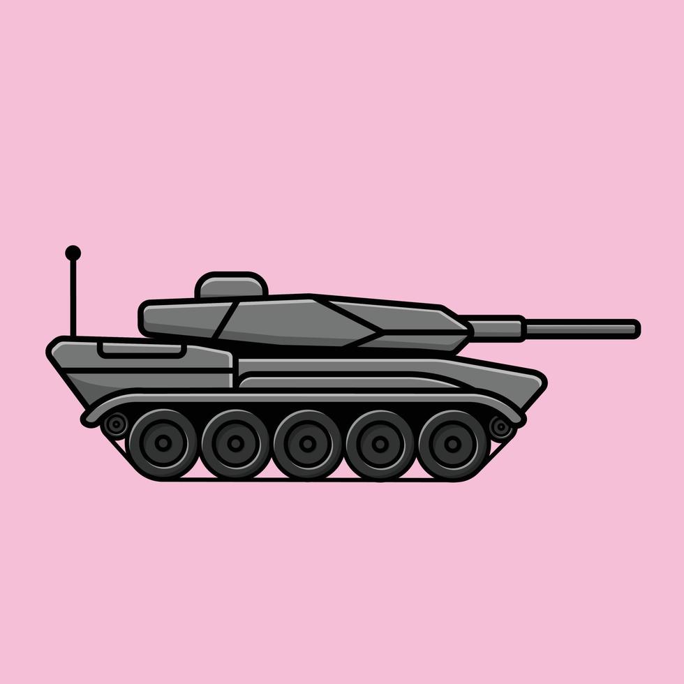 ilustração de ícone de vetor dos desenhos animados de veículo tanque. conceito de ícone de transporte militar isolado vetor premium