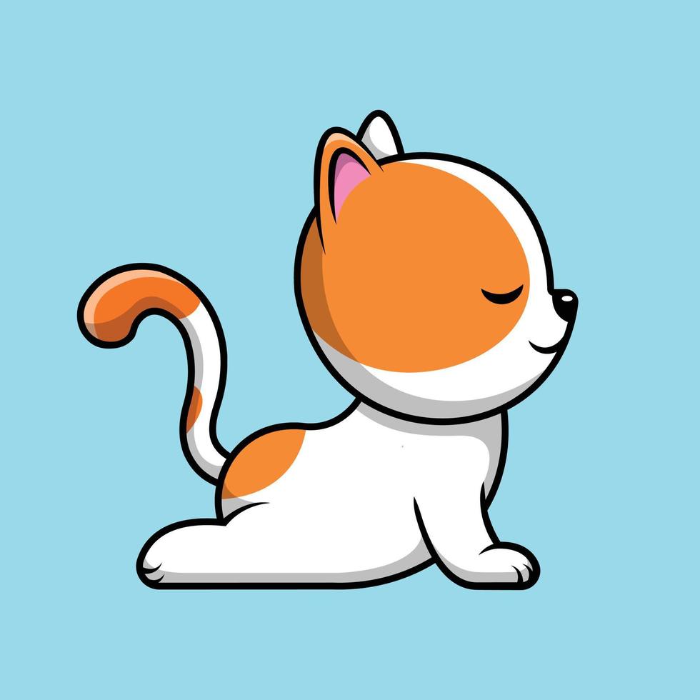 gato bonito streching ilustração de ícone de vetor dos desenhos animados. conceito de ícone animal isolado vetor premium
