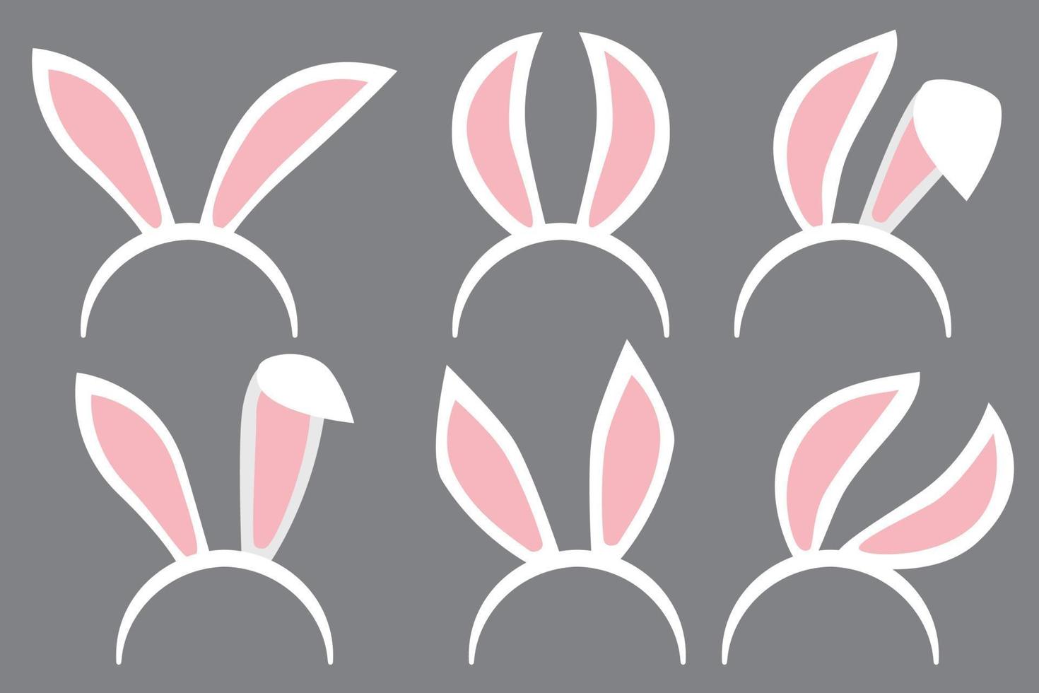 coleção de orelhas de coelho. conjunto de chapéu de primavera de orelha de coelho de páscoa isolado vetor