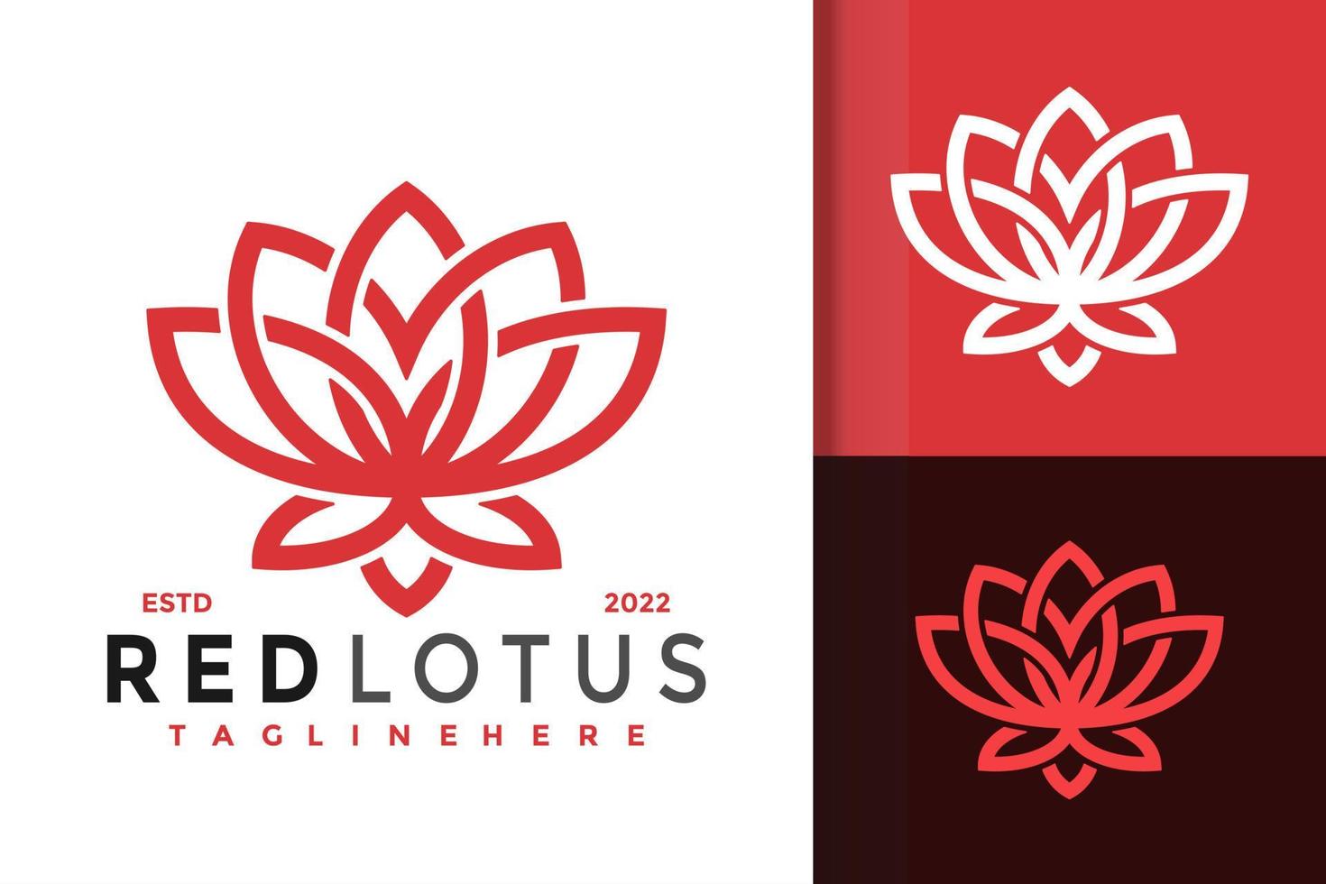 modelo de vetor de design de logotipo moderno de flor de lótus vermelha