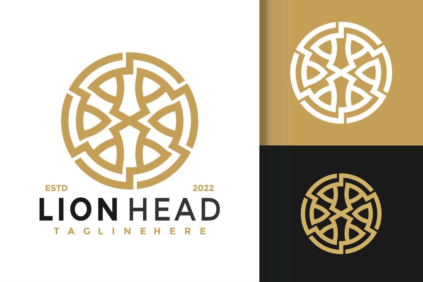 modelo de vetor de design de logotipo moderno elegante de cabeça de leão de luxo