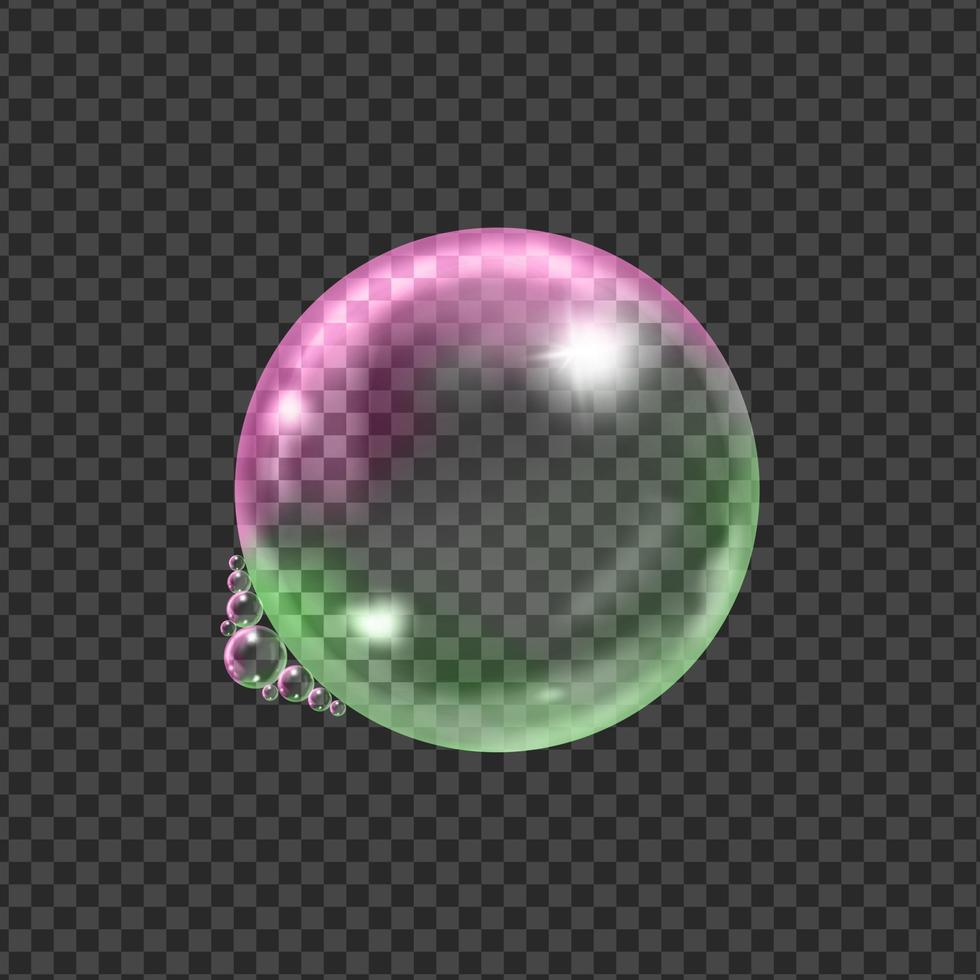 conjunto de bolhas de sabão transparentes na textura quadriculada background.reaistic colorido balls.vector. vetor