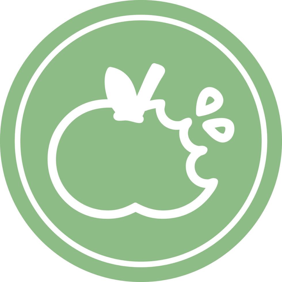 ícone circular de maçã mordida vetor