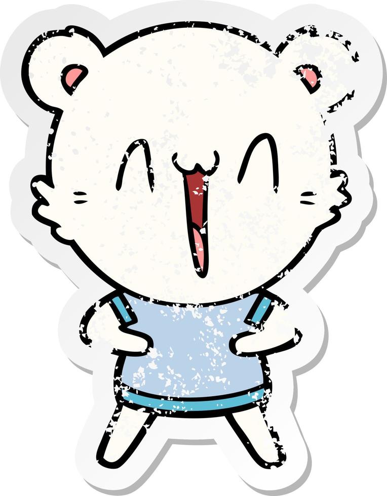 vinheta angustiada de um desenho animado de urso polar feliz vetor