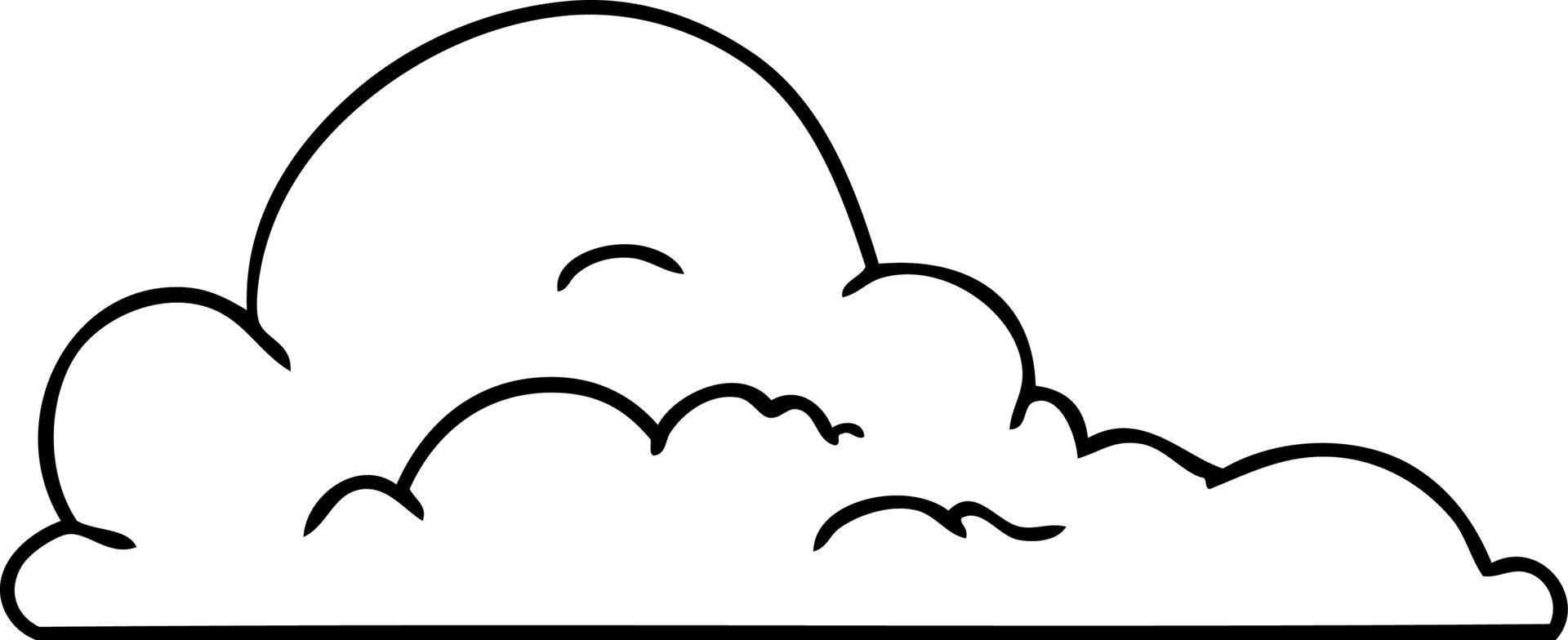 doodle de desenho de linha de grandes nuvens brancas vetor