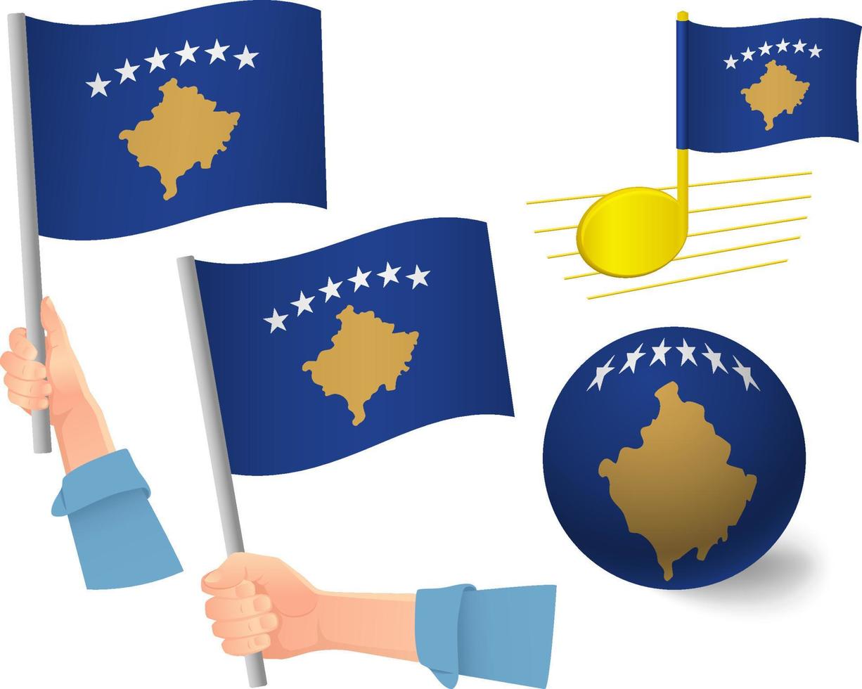 conjunto de ícones de bandeira do kosovo vetor
