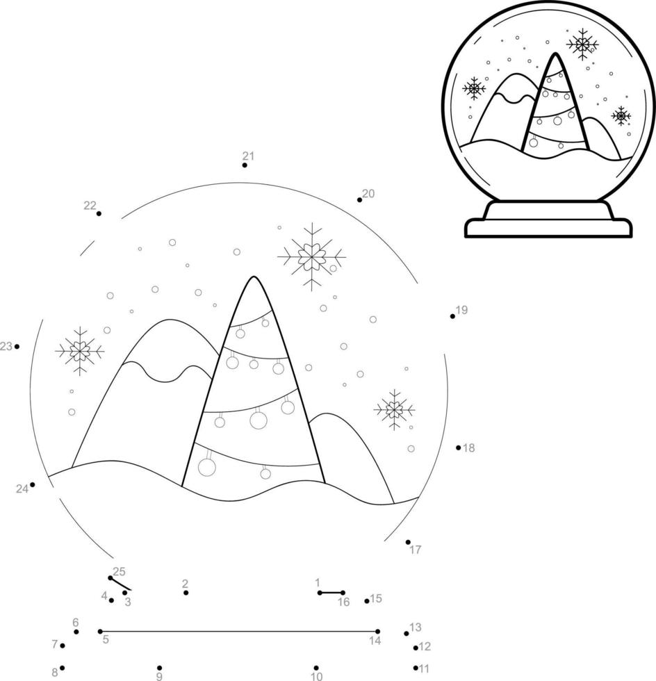 ponto a ponto quebra-cabeça de natal para crianças. jogo de conectar pontos. bola de Natal vetor