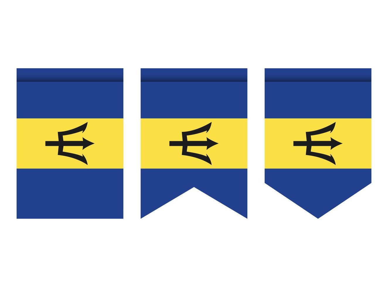 bandeira de barbados ou galhardete isolado no fundo branco. ícone de bandeira de galhardete. vetor