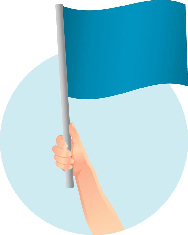 bandeira azul em ícone de mão vetor