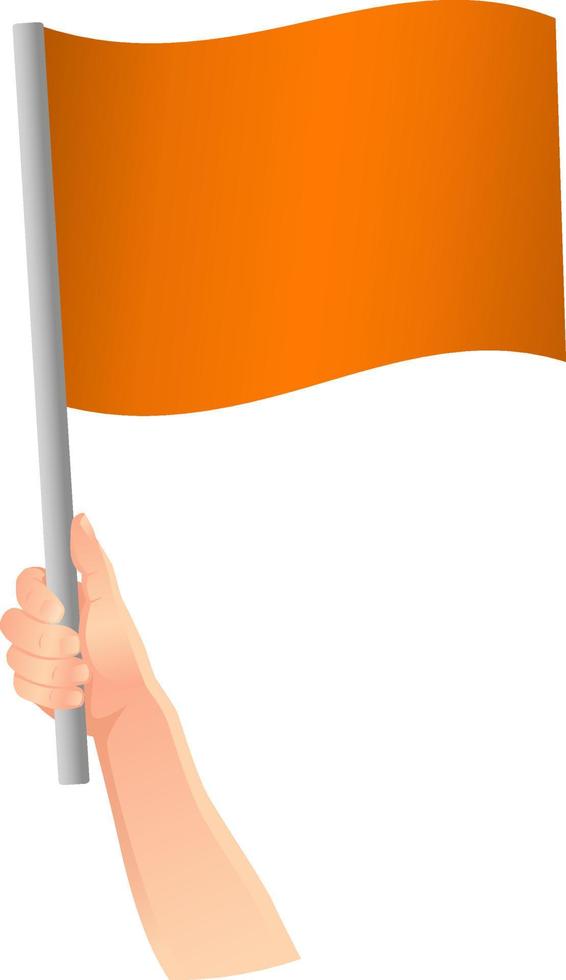 bandeira laranja no ícone de mão vetor