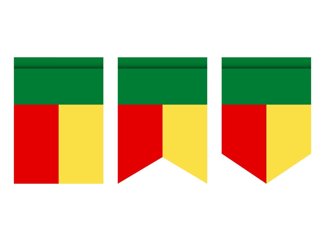 bandeira do benin ou galhardete isolado no fundo branco. ícone de bandeira de galhardete. vetor