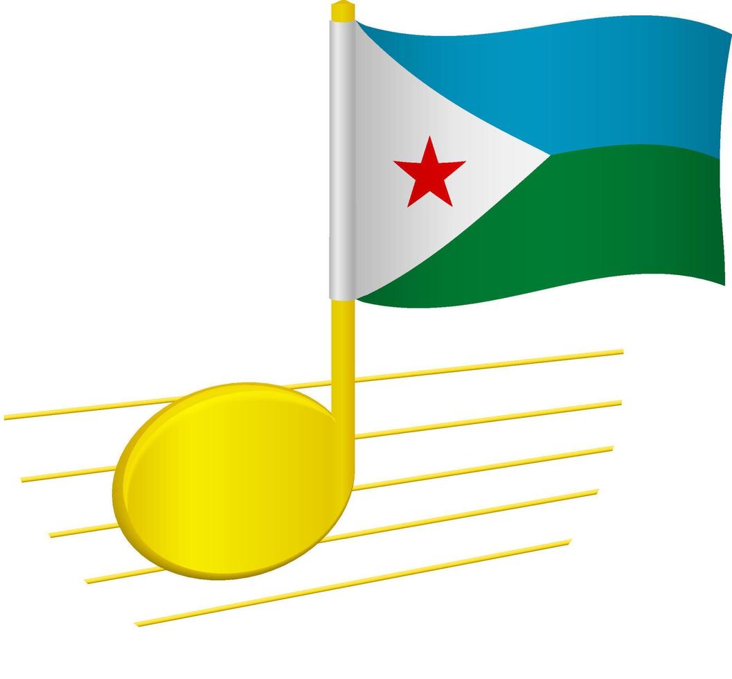 bandeira do djibuti e nota musical vetor