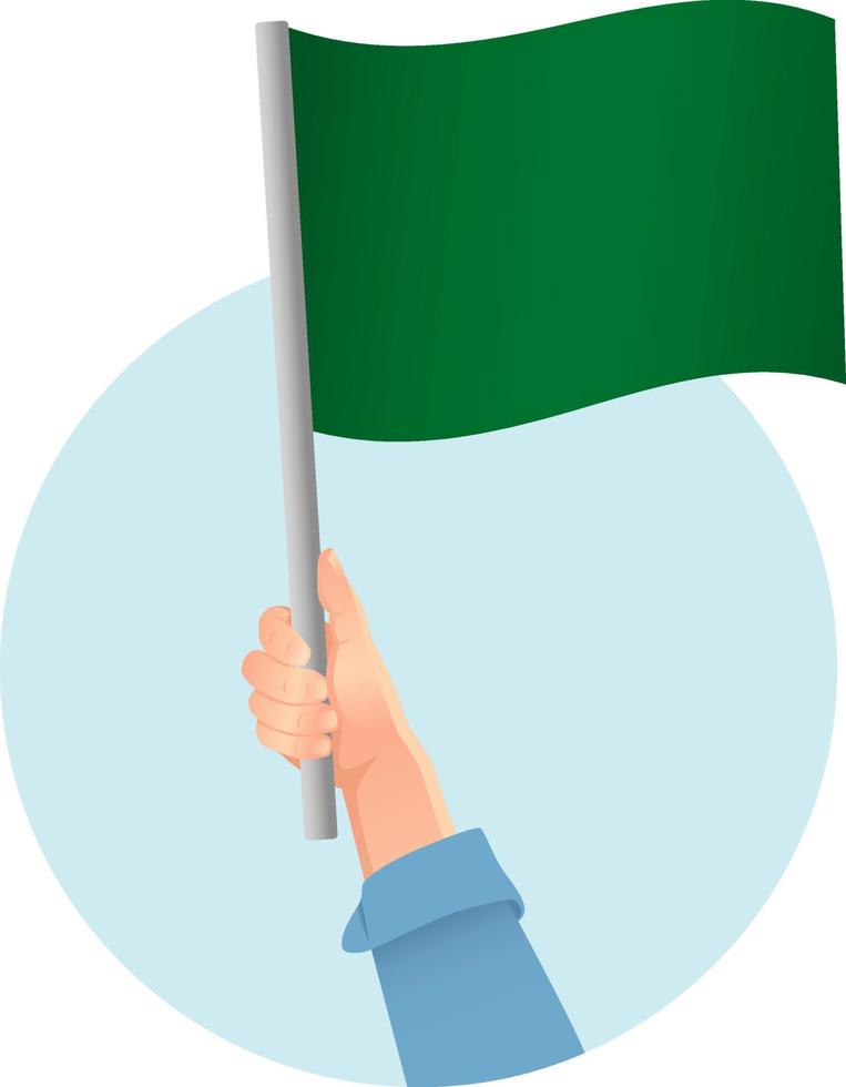 bandeira verde em ícone de mão vetor