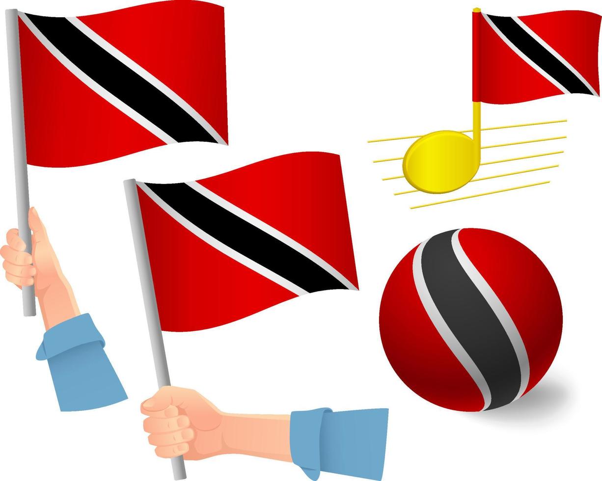 conjunto de ícones de bandeira de trinidad e tobago vetor