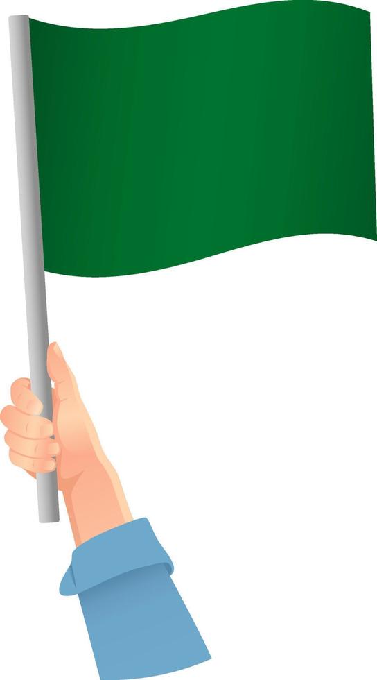 bandeira verde em ícone de mão vetor