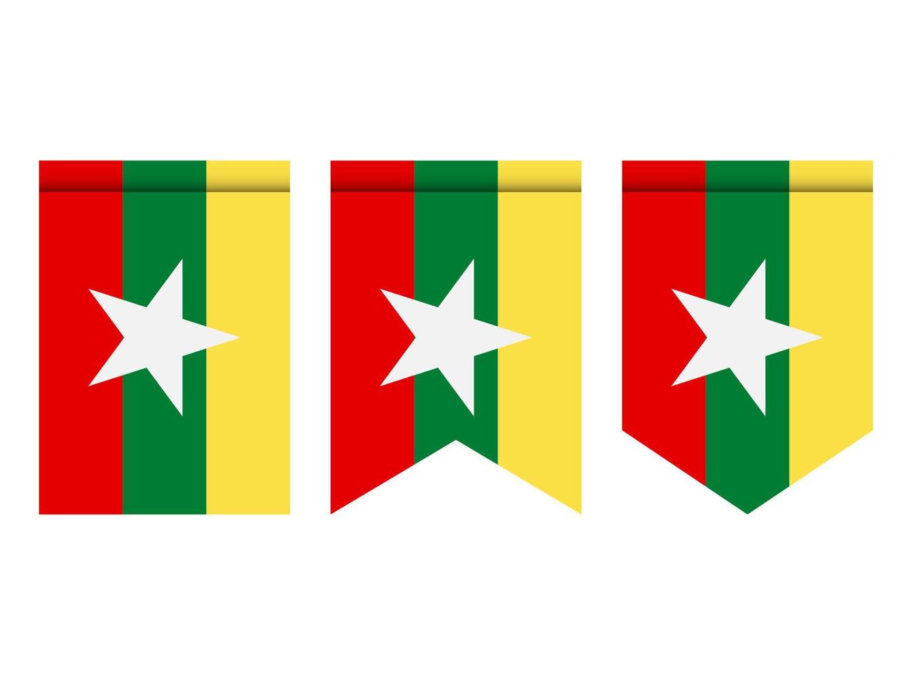 bandeira de mianmar ou galhardete isolado no fundo branco. ícone de bandeira de galhardete. vetor
