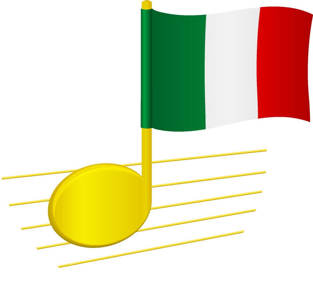 bandeira da itália e nota musical vetor
