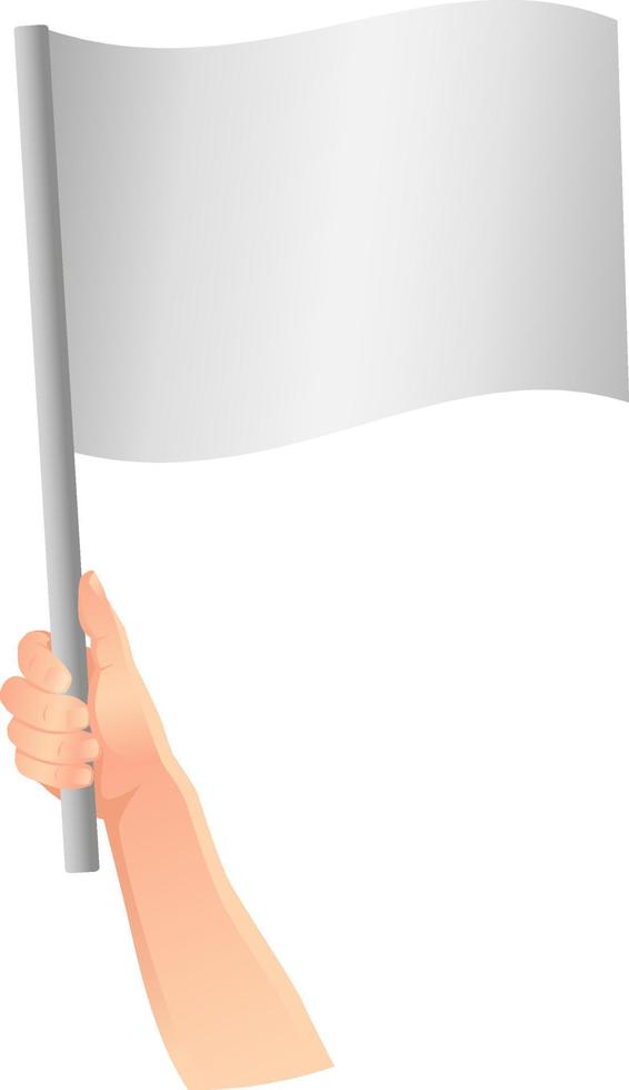 bandeira branca na mão ícone vetor