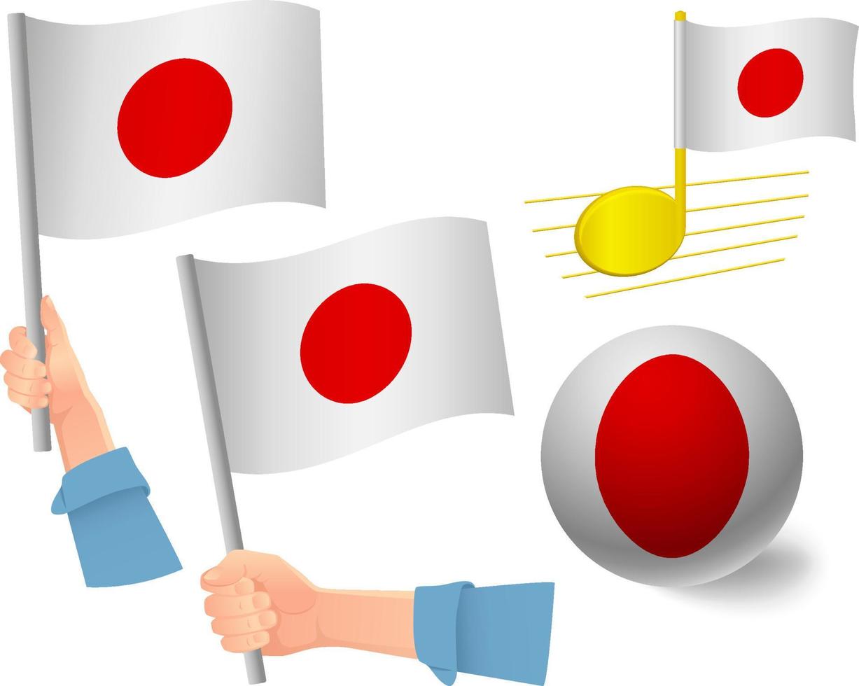 conjunto de ícones da bandeira do japão vetor