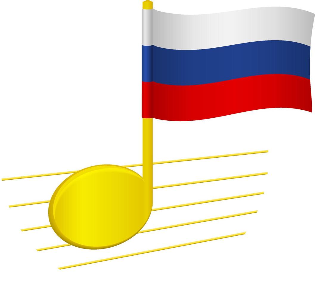 bandeira da rússia e nota musical vetor