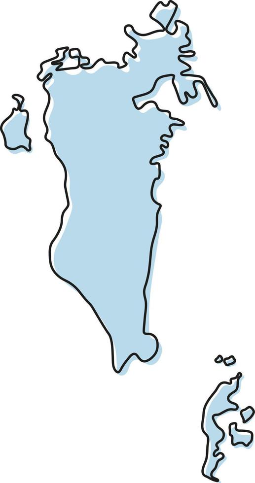 mapa de contorno simples estilizado do ícone do Bahrein. mapa de esboço azul da ilustração vetorial do Bahrein vetor