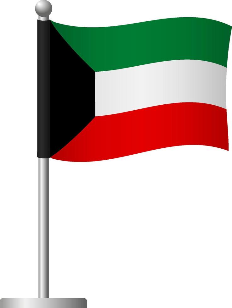bandeira do kuwait no ícone do poste vetor