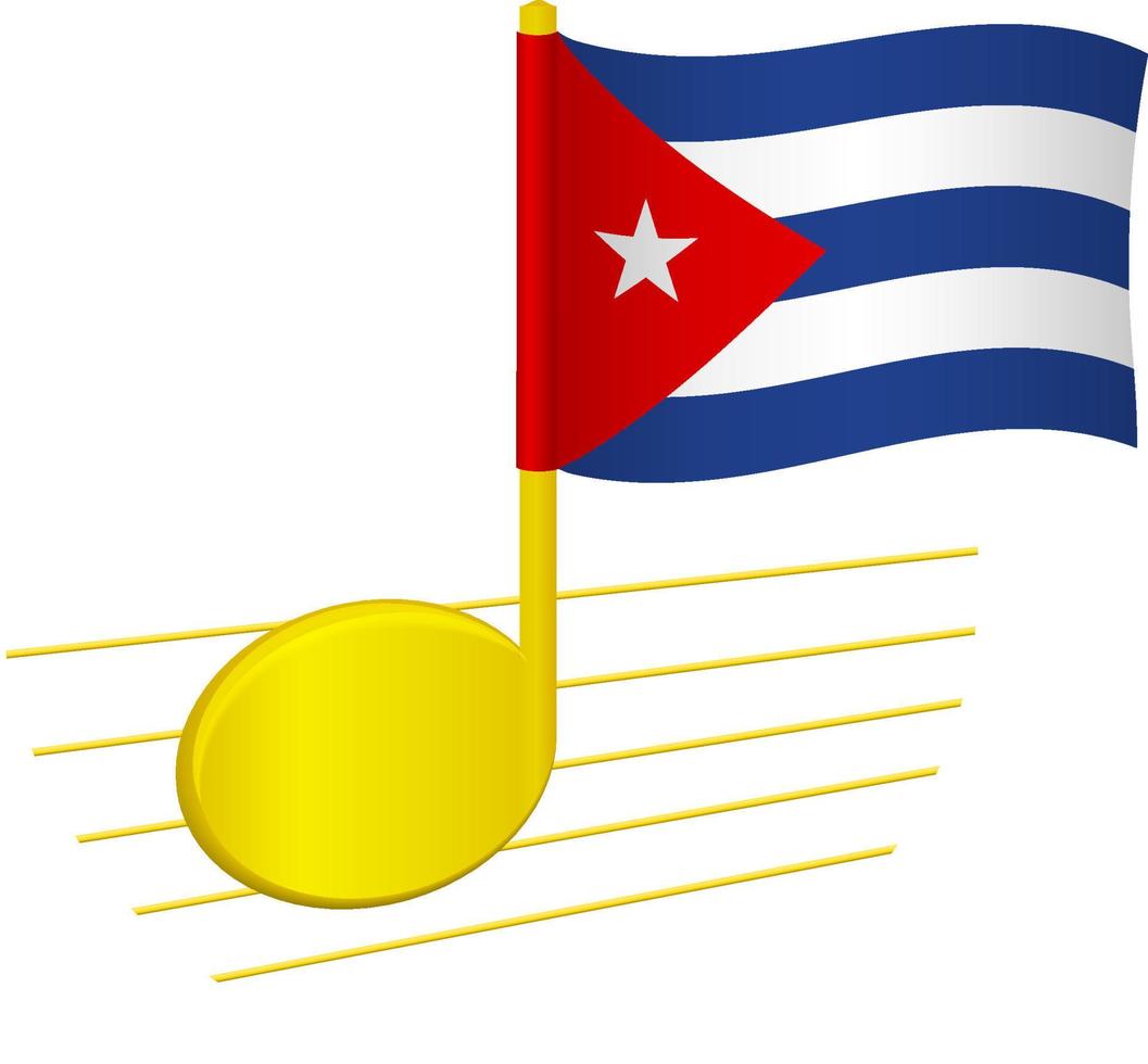 bandeira de cuba e nota musical vetor