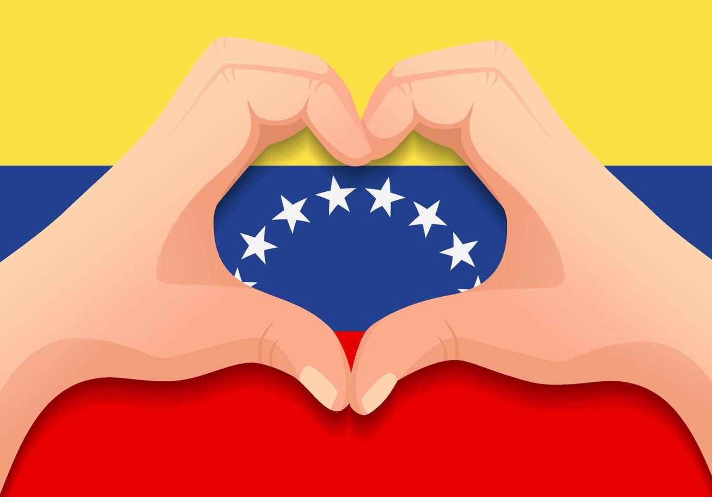 bandeira da venezuela e forma de coração de mão vetor