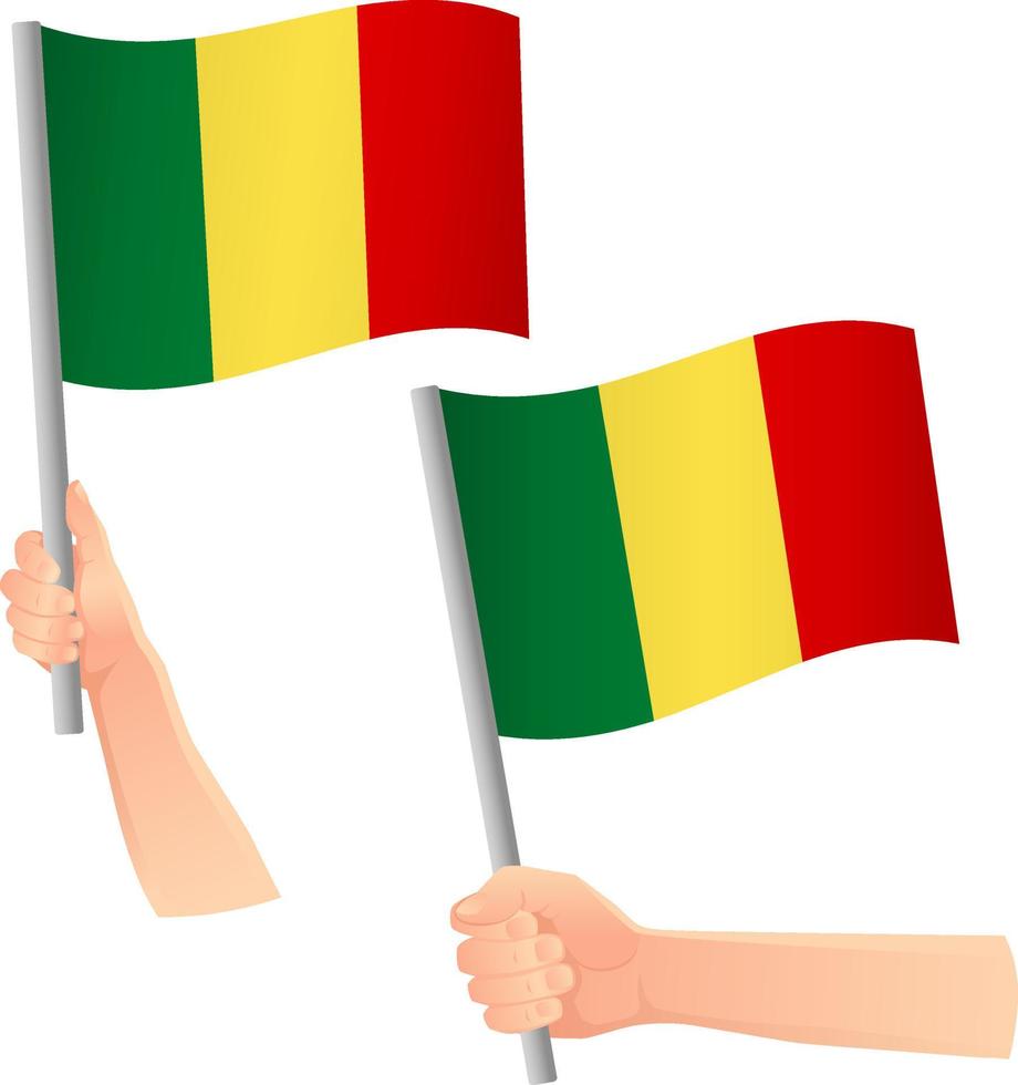 bandeira do mali na mão ícone vetor