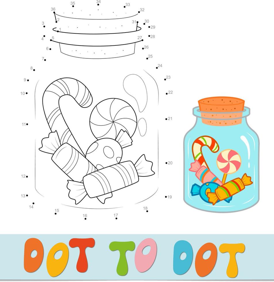 quebra-cabeça de natal ponto a ponto. jogo de conectar pontos. ilustração vetorial de doces de natal vetor