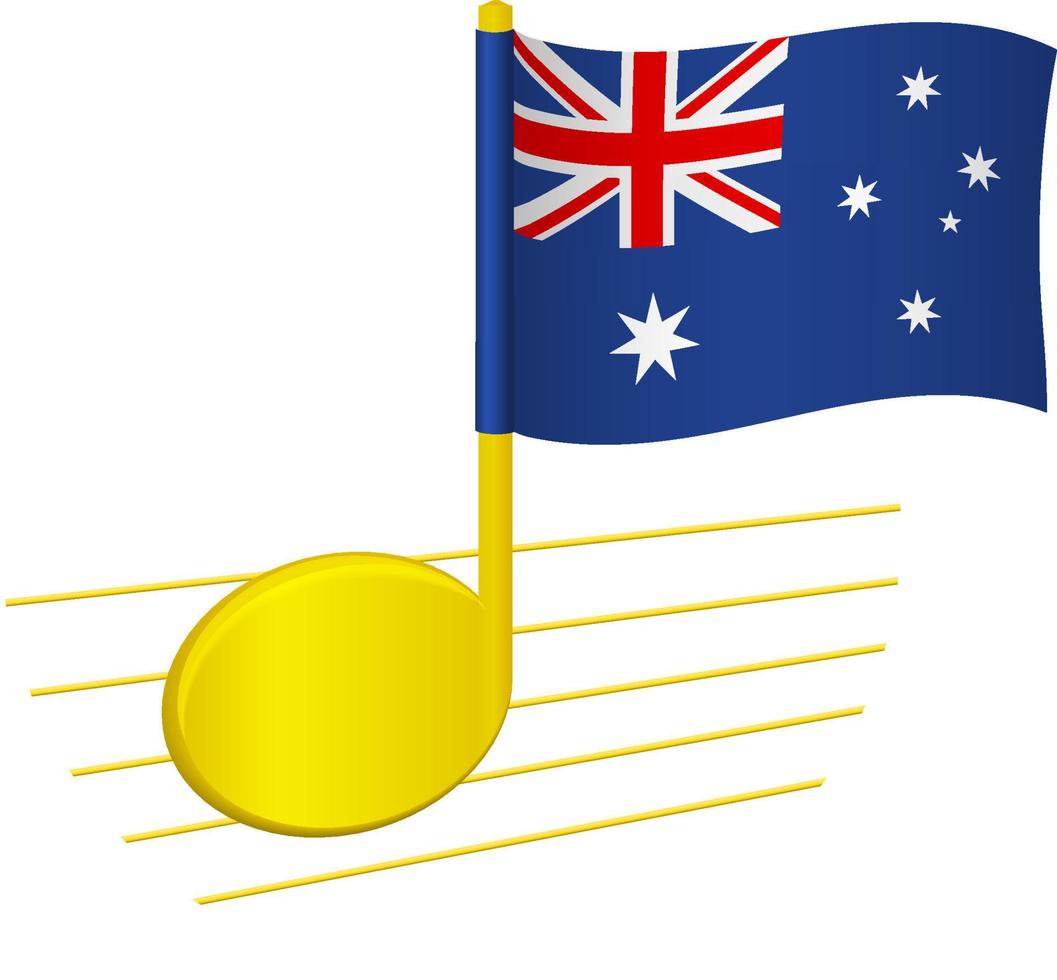 bandeira da austrália e nota musical vetor