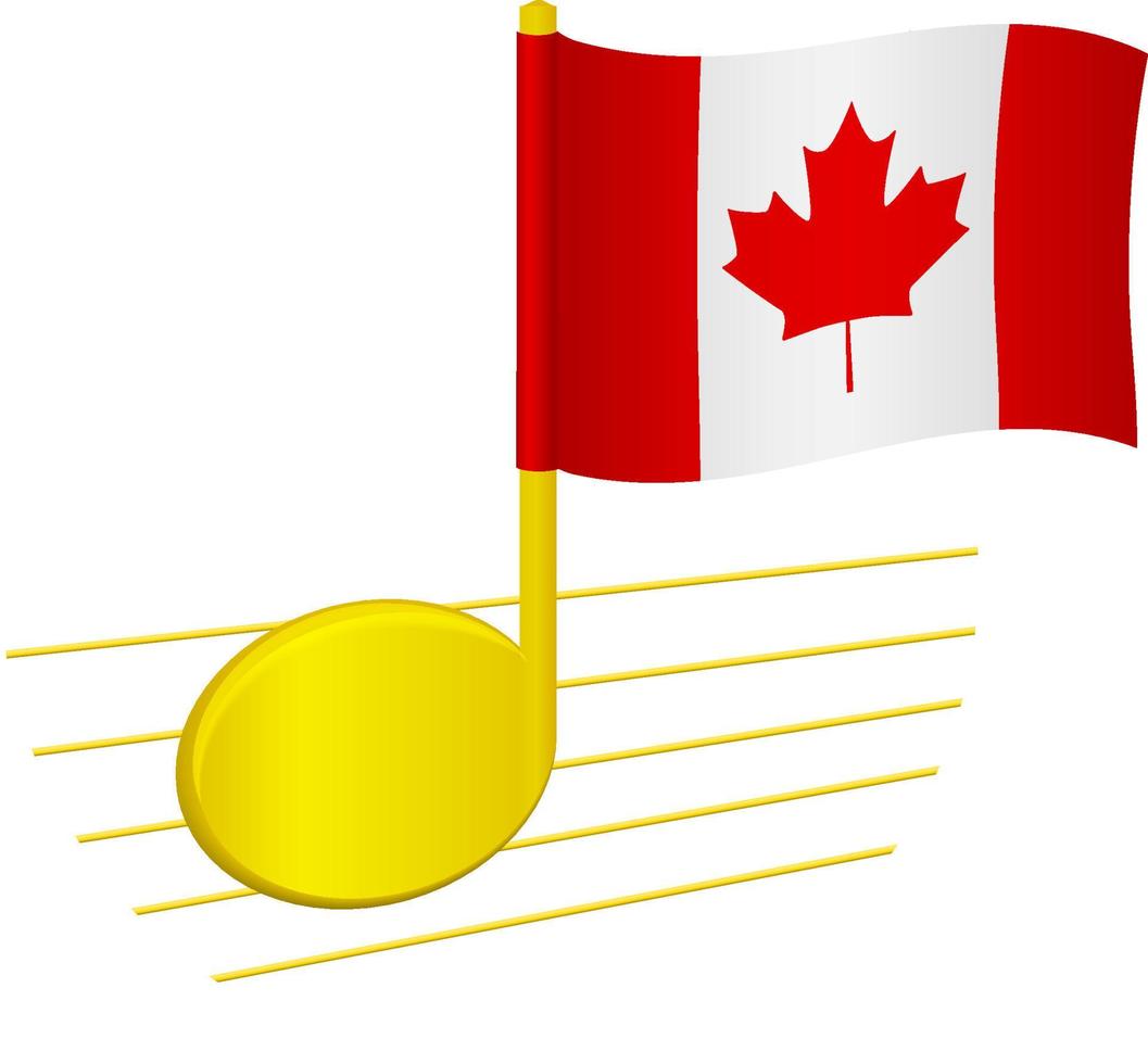 bandeira do Canadá e nota musical vetor