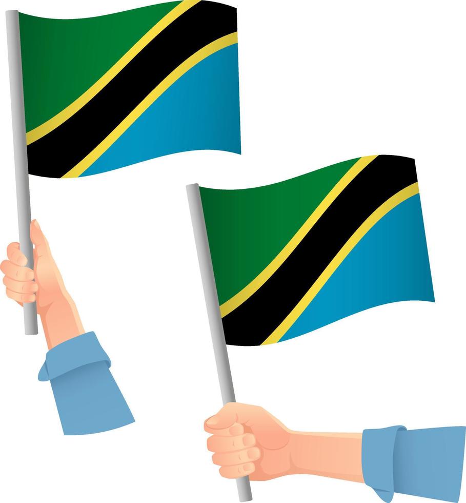 bandeira da tanzânia em ícone de mão vetor