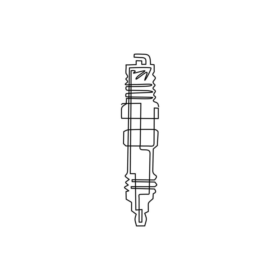 único ícone de vela de ignição de desenho de linha contínua. emblema de automóvel vintage. modelo de emblema. elemento de design para logotipo, etiqueta, sinal, pôster, camiseta. ilustração em vetor design gráfico de desenho gráfico de uma linha dinâmica