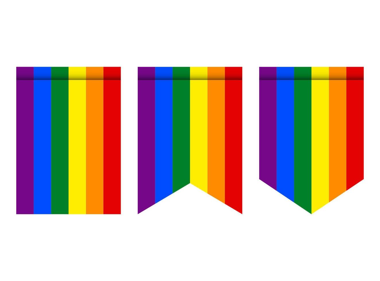 bandeira de bandeiras do arco-íris ou galhardete isolado no fundo branco. ícone de bandeira lgbt de bandeirola. vetor