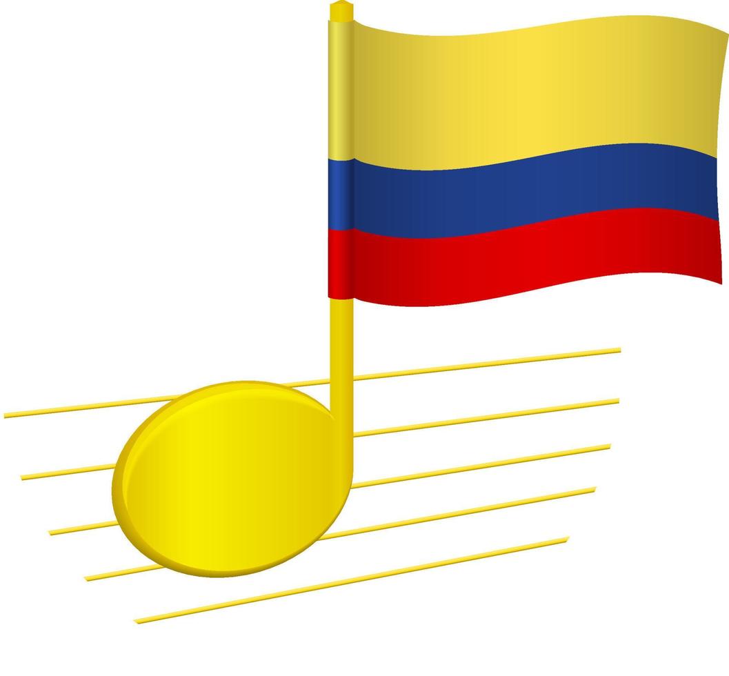 bandeira da colômbia e nota musical vetor
